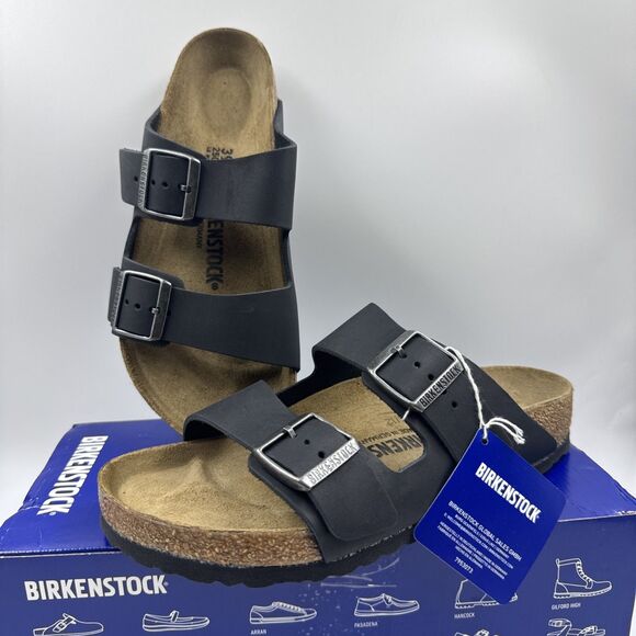 Birkenstock Arizona Black Leather Footbed Sandal New Size EU 39 US 8 - Picture 1 of 16